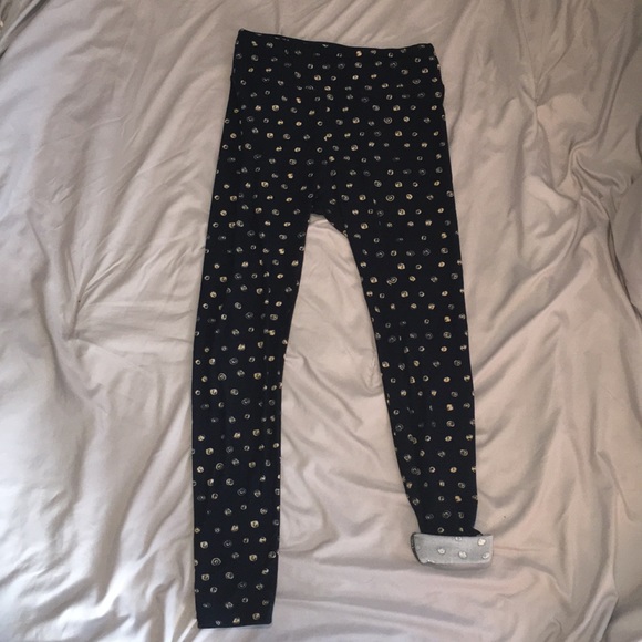 Navy and cream polka dot printed LuLaRoe leggings - Picture 1 of 3